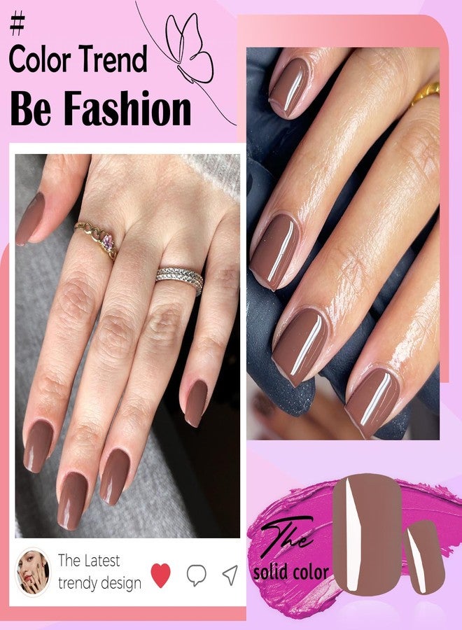 LuckForever 240pc Dark Brown Press on Nails Short Square Fake Nails with Adhesive Tabs, Short Acrylic Nails Press ons Coffee Glue on Nails Square False Artificial Fingernail for Women Girls Kids - Image 4